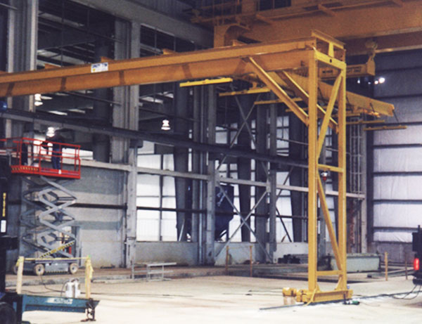 large single leg gantry crane in a warehouse